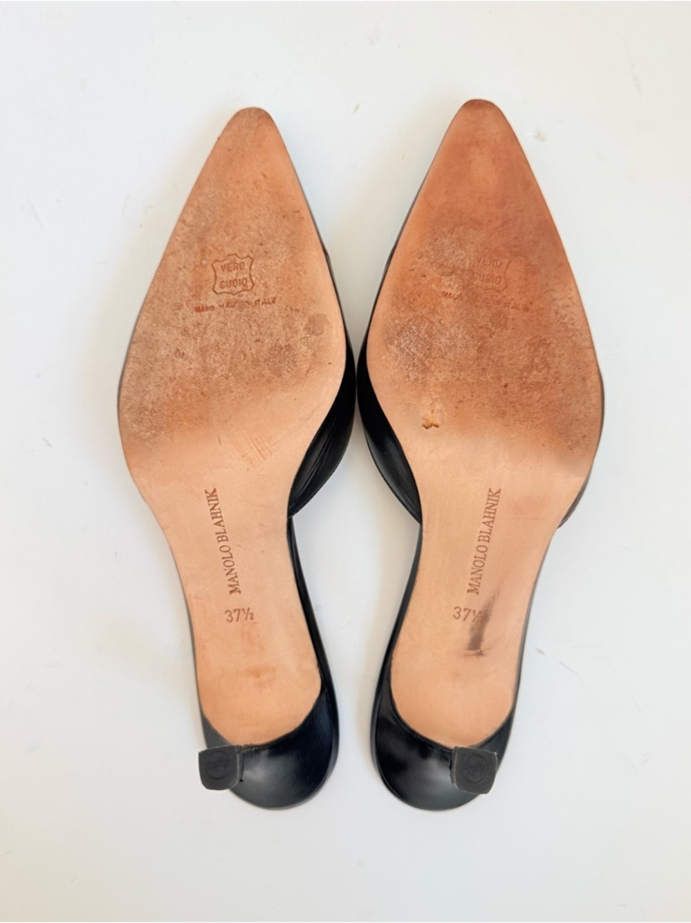 Manolo Blahnik Midnight Dark Navy blue Strappy Mule Heels Pointed Toe EU 37.5 - Picture 9 of 10
